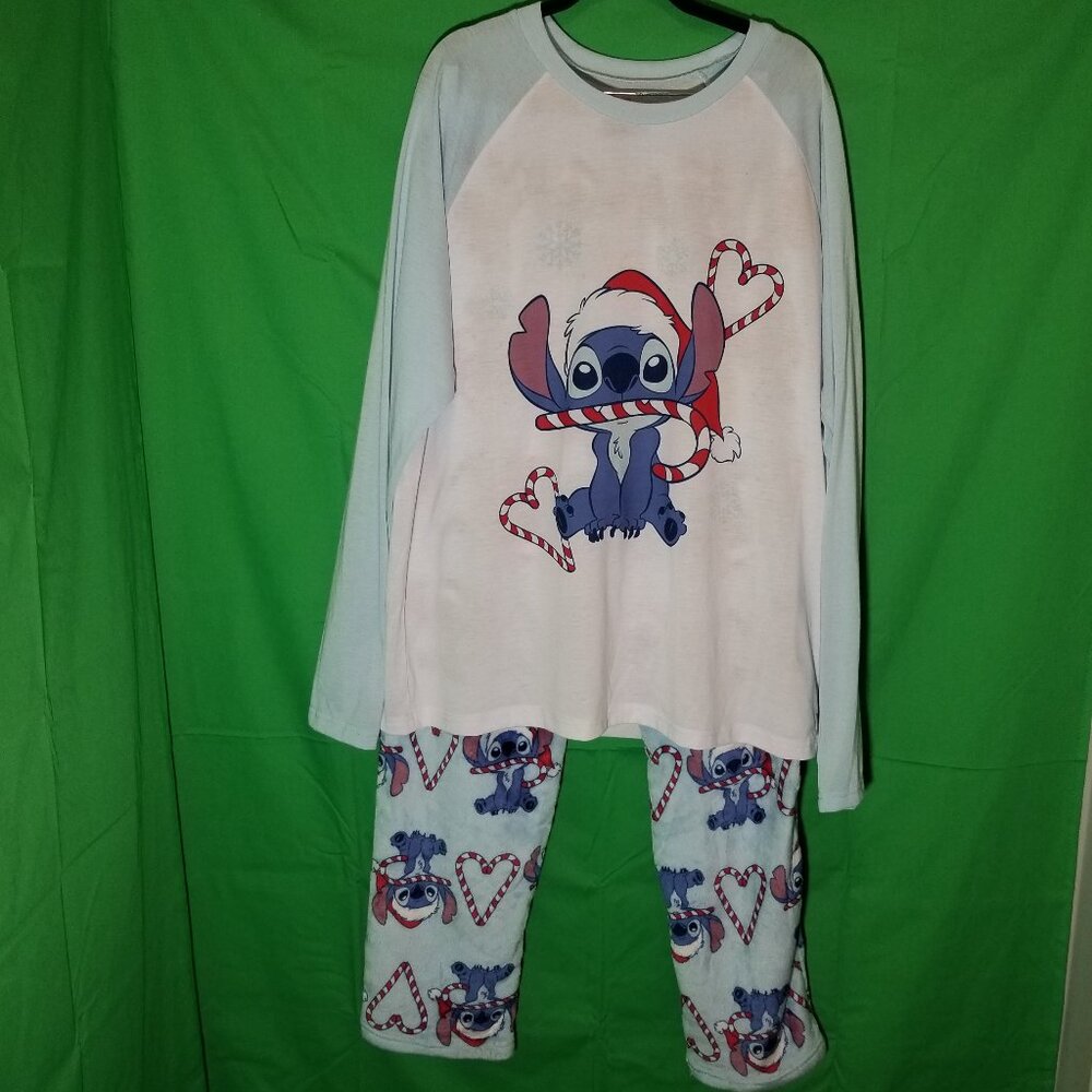 Disney Pajama Set‎ Winter Holiday Long Sleeve & Fleece Pants Mens Small Stitch